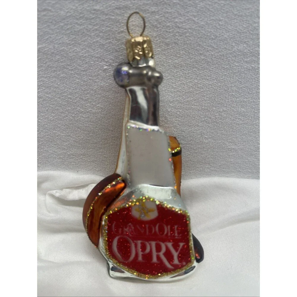 Grand Ole Opry Nashville Glass Christmas Ornament Country Cowboy Boot Banjo EUC